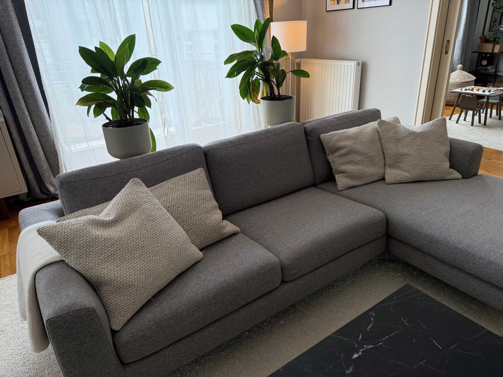 On the sofa